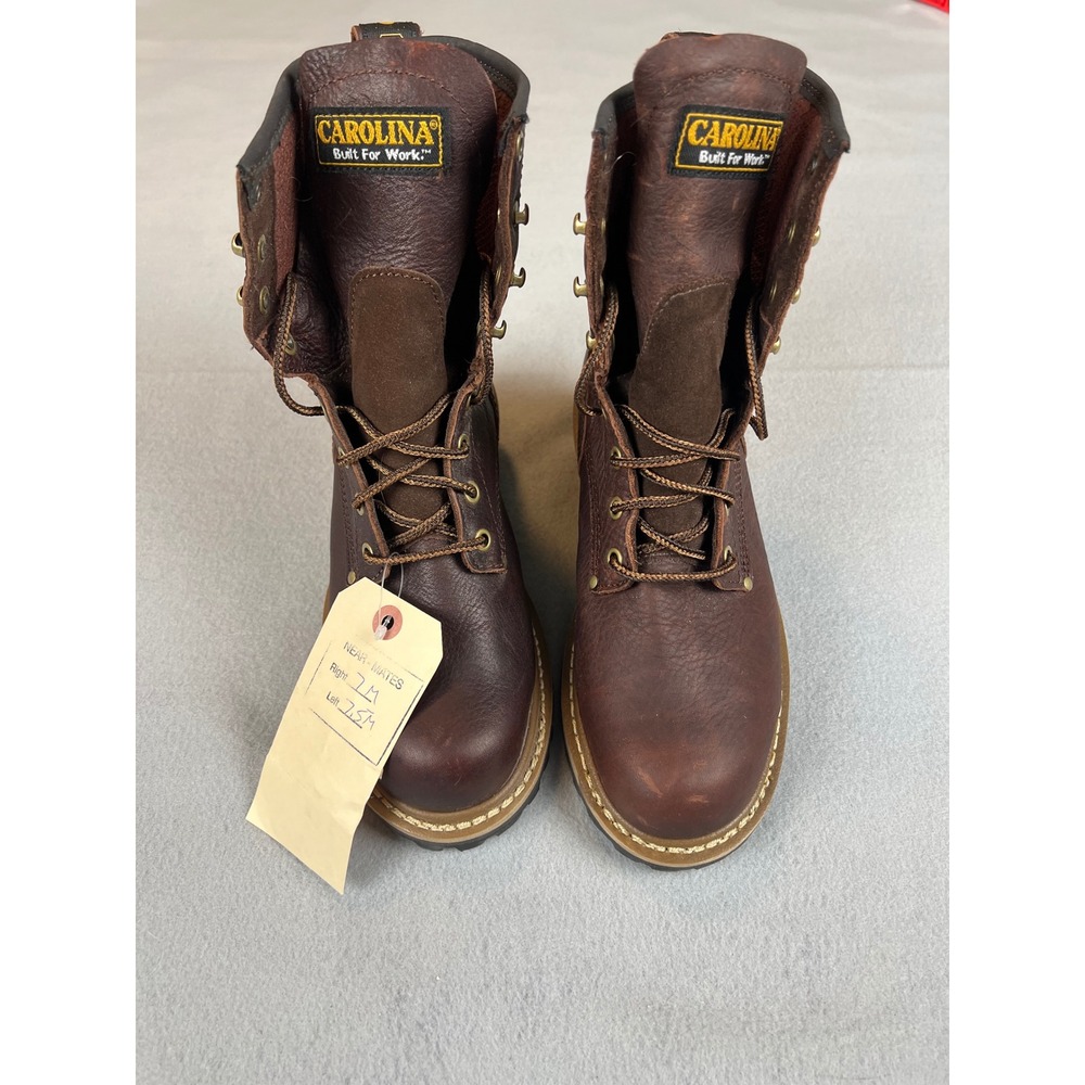 Carolina Built For Work Brown Leather Logger Boots Near-Mates Size 7/7.5 M